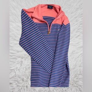 Crown & Ivy Coral and Navy Striped Pullover